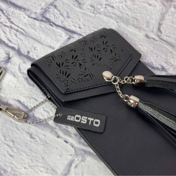 SeOsto Black Crossbody Phone Purse | NWOT | Multiple Straps & Tassel Detail - Picture 3 of 6